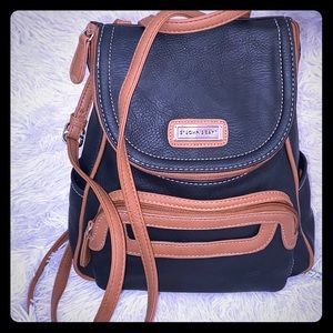 Adjustable Mini Backpack- black & camel